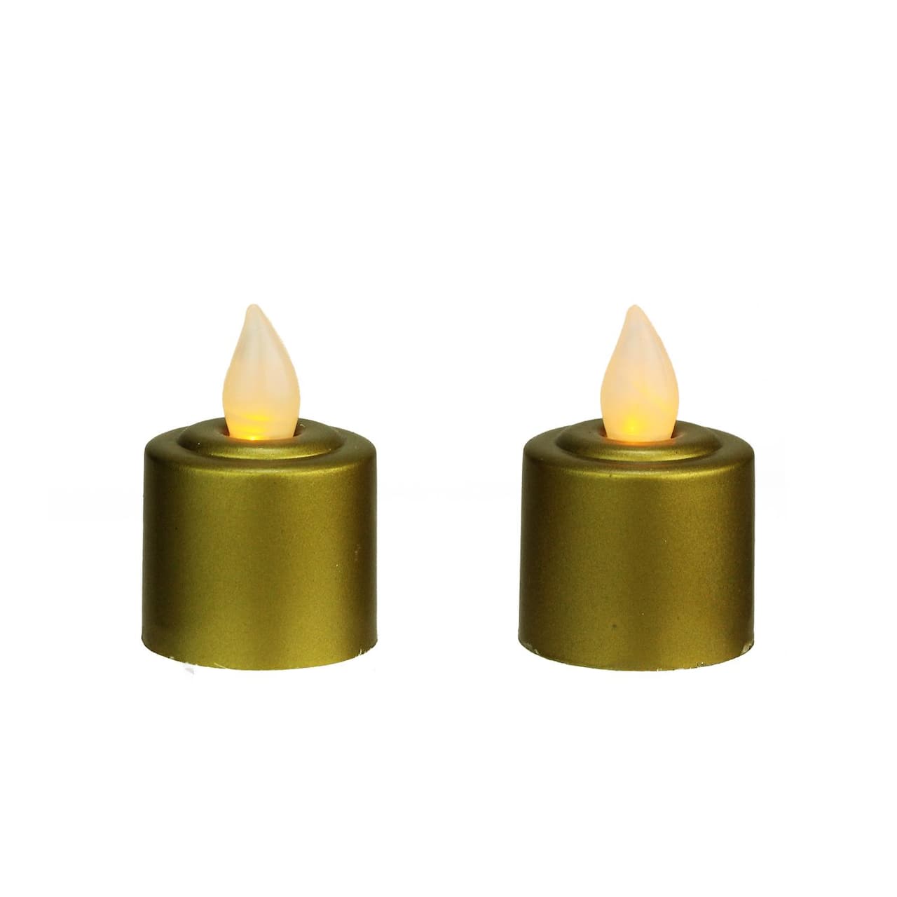 2.25" Gold & Amber LED Flickering Votive Candle Set